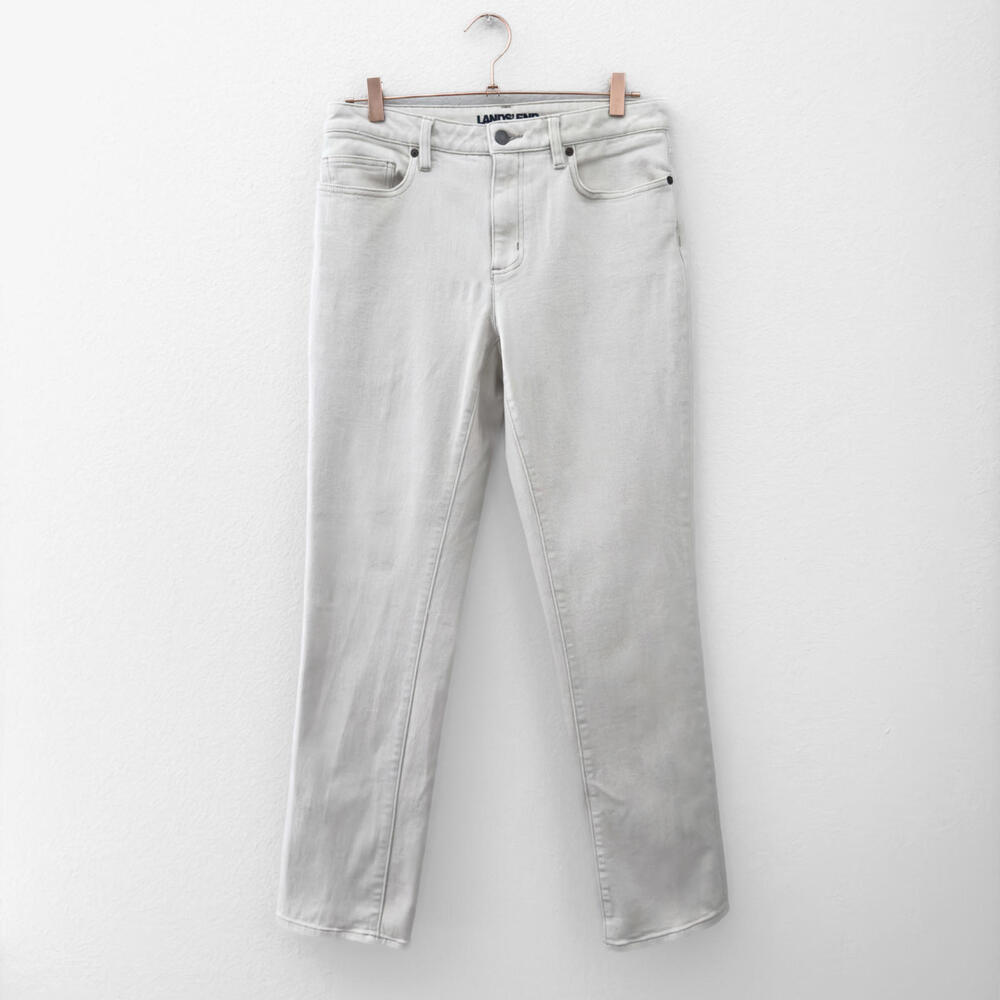 Lands End Mid Rise Straight Leg Cream White Jeans‎ Size 10